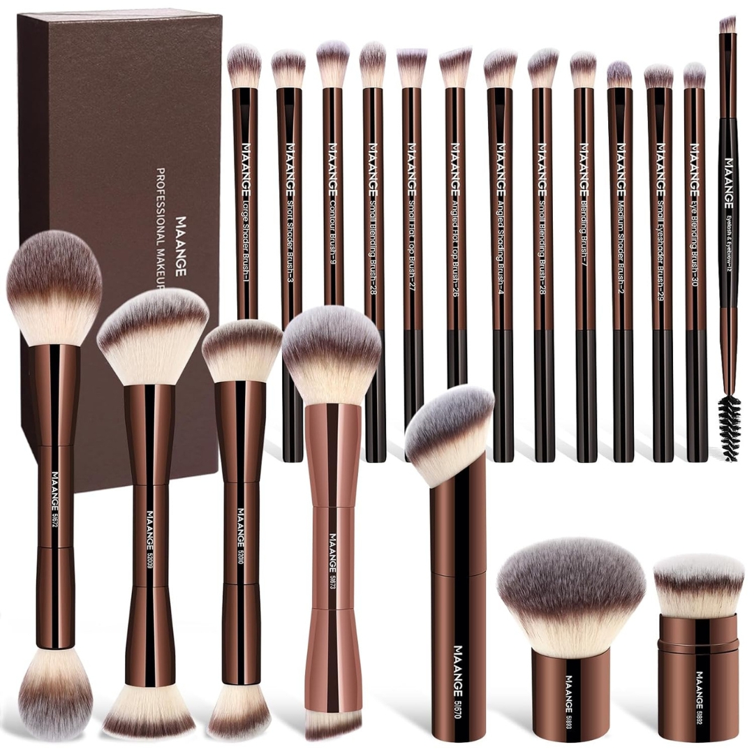 20 Pcs Double-End Makeup Brush Set with Gift Box | Multi-Functional Professional Brushes – ZZ Global Trading