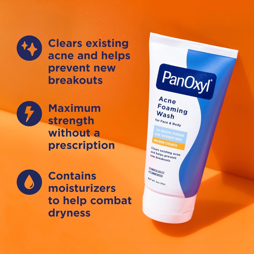 PanOxyl Acne Foaming Wash 10% Benzoyl Peroxide | Maximum Strength Antimicrobial Cleanser - Image 2