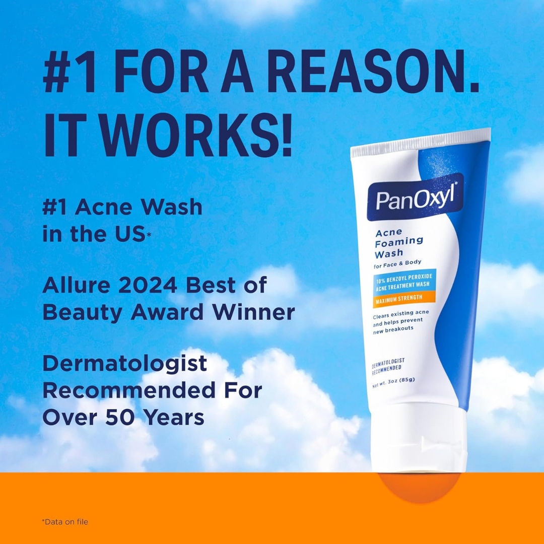 PanOxyl Acne Foaming Wash 10% Benzoyl Peroxide | Maximum Strength Antimicrobial Cleanser - Image 3