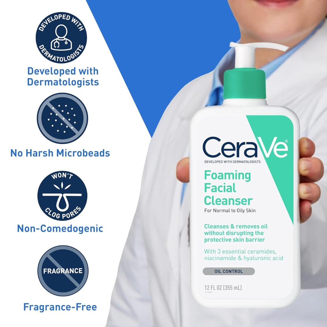 CeraVe Foaming Facial Cleanser 16oz | Fragrance-Free Face Wash for Oily Skin - Image 4