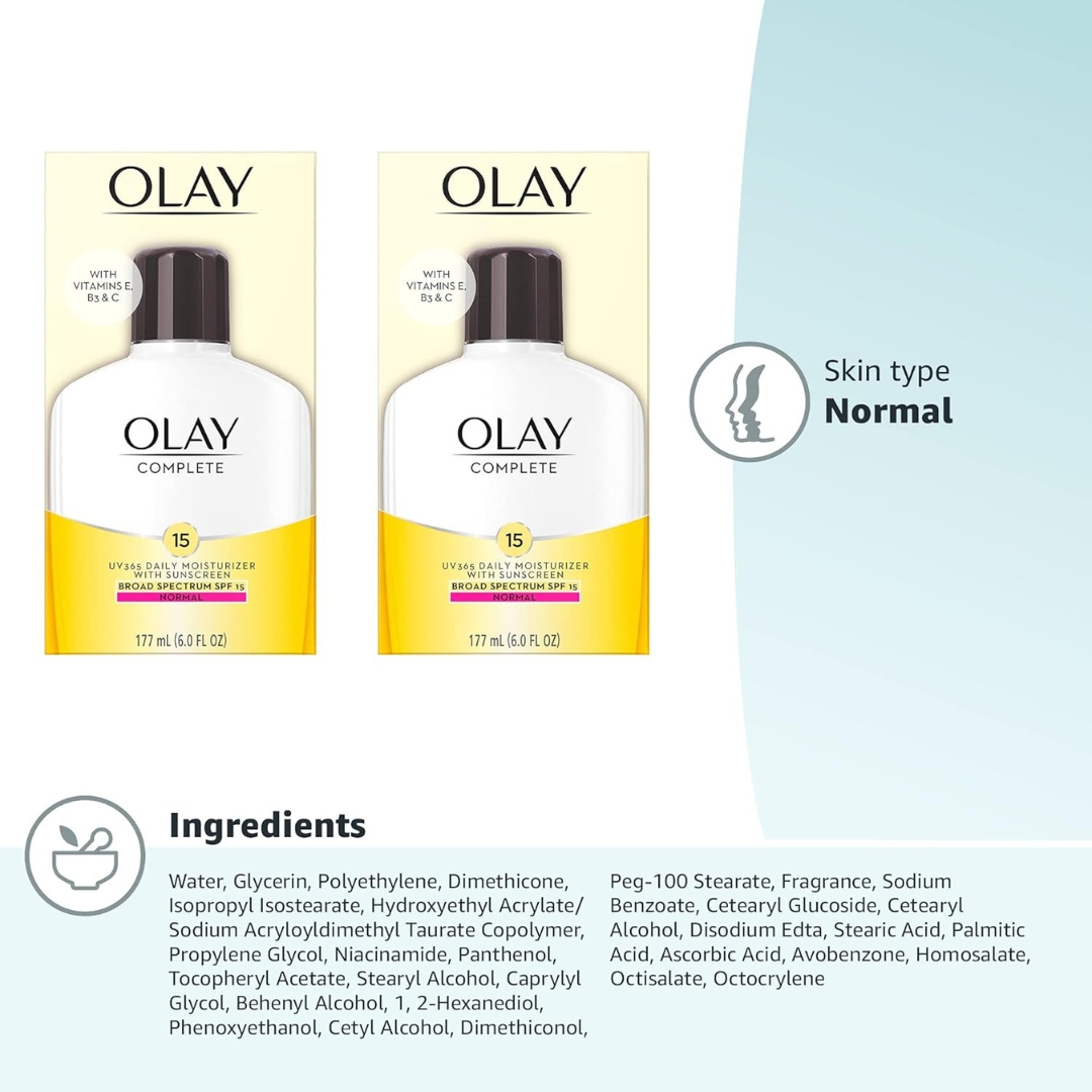Olay Complete UV365 Daily Moisturizer with Sunscreen SPF 15 for Normal Skin – 6.0oz & 4.0oz - Image 5