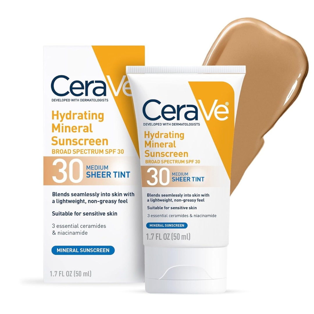 CeraVe Hydrating Mineral Sunscreen SPF 30 Medium Sheer Tint 1.7 oz | Exp 10/26 | Face & Body Sun Protection