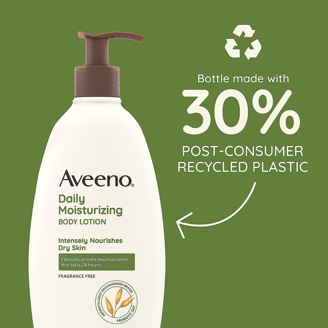 Aveeno Daily Moisturizing Body Lotion for Dry Skin with Prebiotic Oat, Fragrance-Free | 18 fl oz - Image 5