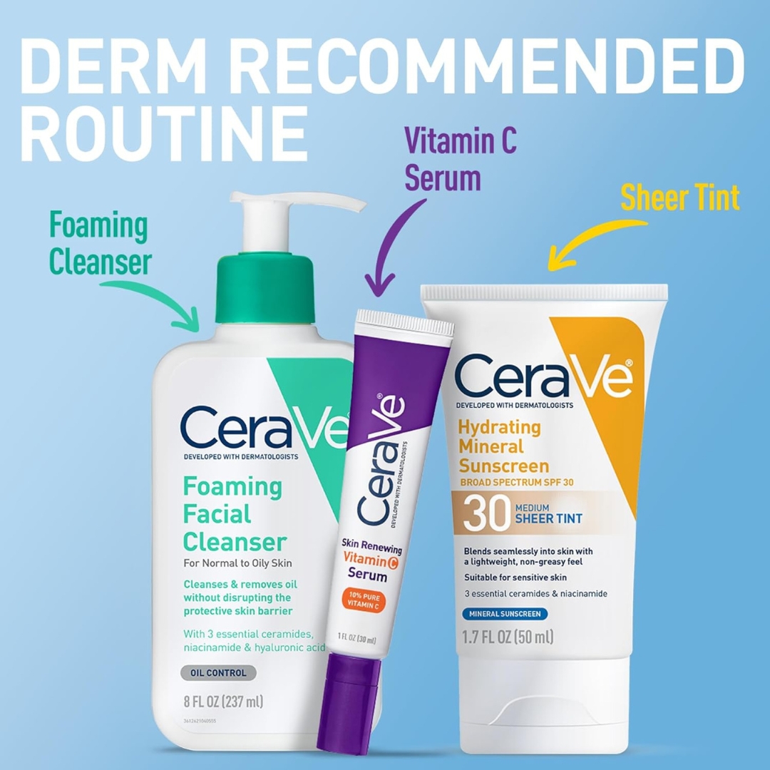 CeraVe Hydrating Mineral Sunscreen SPF 30 Medium Sheer Tint 1.7 oz | Exp 10/26 | Face & Body Sun Protection - Image 7